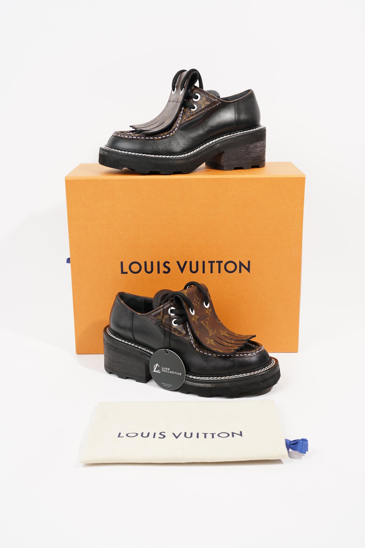 Louis Vuitton Womens Beaubourg Platform Derby Monogram / Black EU 37 / –  Luxe Collective