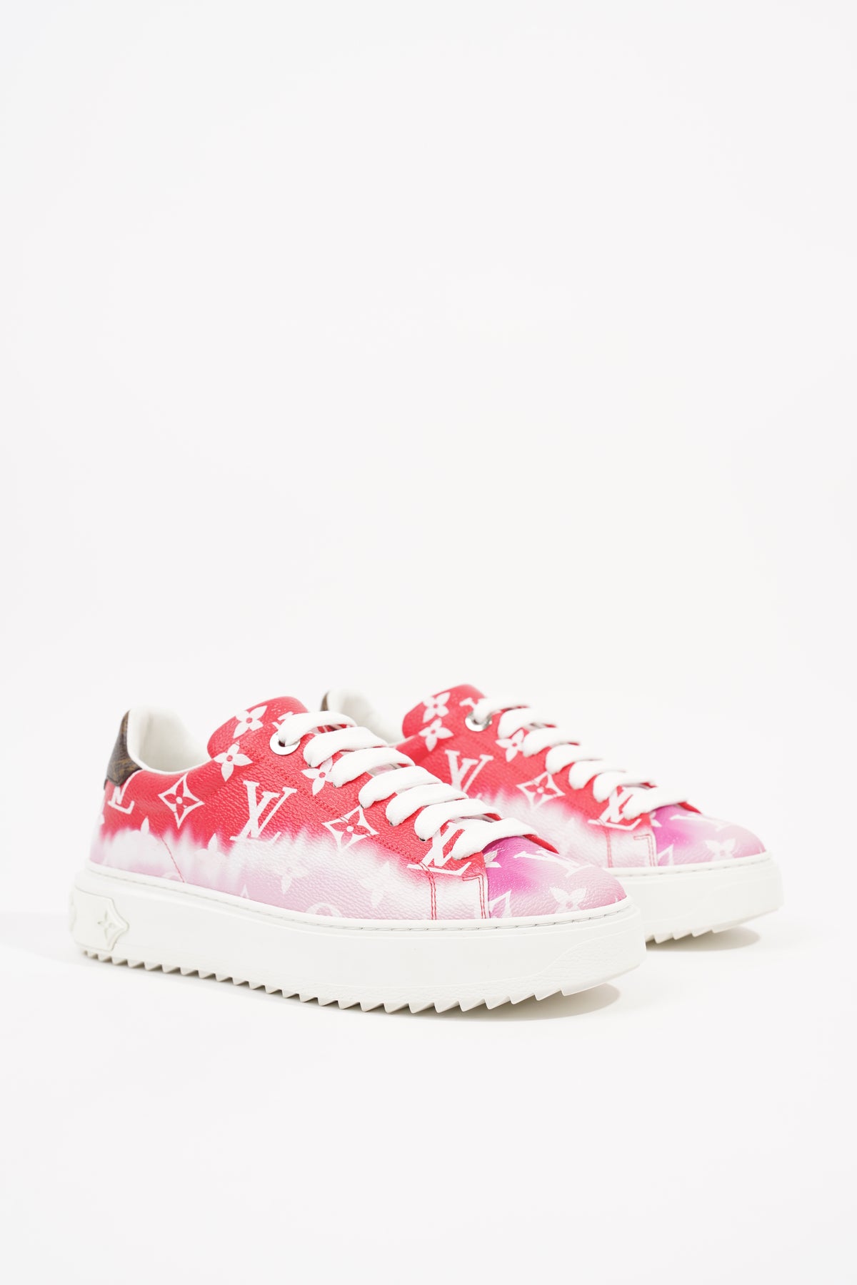 Louis vuitton pink sale and red sneakers