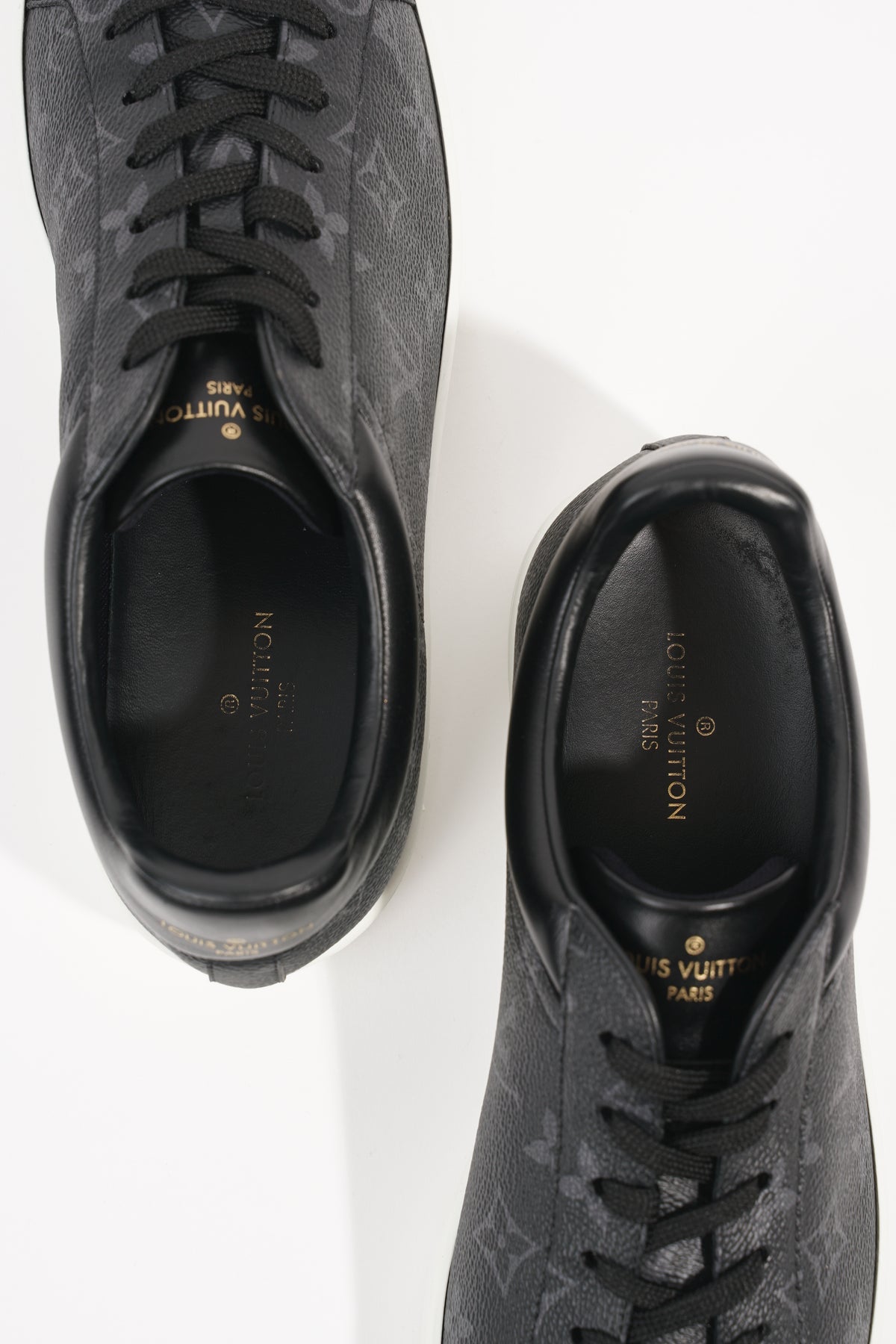 Louis Vuitton Men's Black Embossed Leather Luxembourg Sneakers